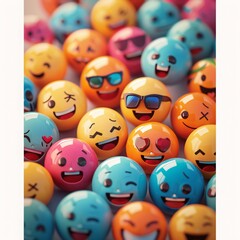 3d modernized emoji banner advertisement with a lot of cool emojis to show