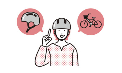 自転車のヘルメットを装着したシニア女性