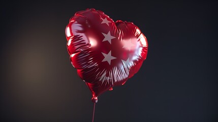 Herat-shaped balloon red finish set against background