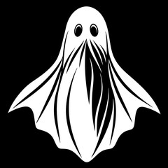 ghost, Halloween, vector, icon, silhouette, spooky, flying, monster, white, scary, sign, drawing, collection, boo, figure, cartoon, spirit, character, dark, graphic, set, design, illustration, black, 