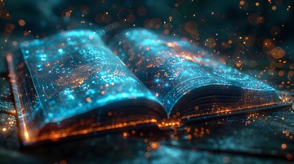 Innovative digital book for education, featuring a sleek and futuristic style