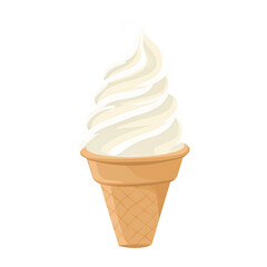 Vanilla Ice Cream Cone on Transparent Background