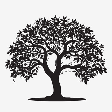 recommend clip art: black silhouette of a apple tree isolated white background