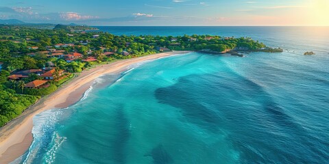 Aerial View of a Tropical Coastline with Turquoise Water