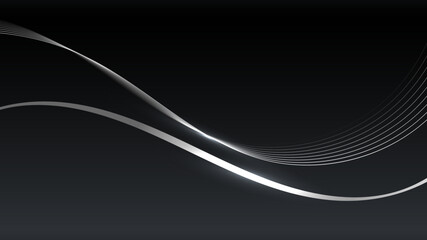 Abstract ribbon and lines elements with glowing light effect on background.