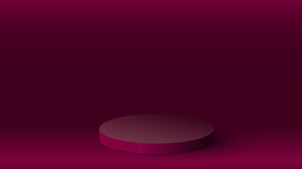 3D red podium stand minimal wall scene on background.