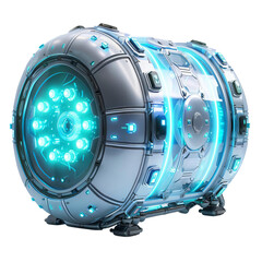 cryogenic chamber clipart, spaceship item, , futuristic, isolated on white background