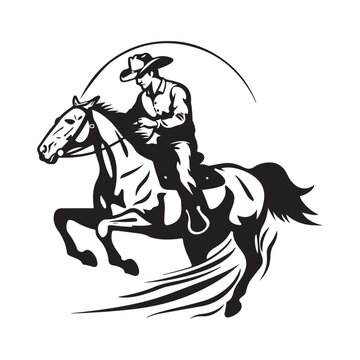 recommend clip art: Cowboy in a hat riding a horse. Horse and jockey image vector