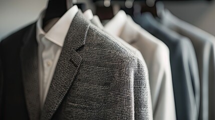 A hanger displaying a white long sleeved men s shirt