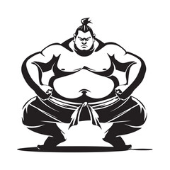 Japanese Sumo Wrestling Stock Vector Illustration isolated on white