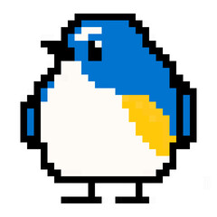 ドット絵, アニマルイラスト, ルリビタキのオス