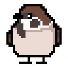 Fototapeta premium ドット絵, アニマルイラスト, スズメ
