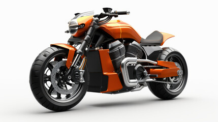 a futuristic chopper-style motorcycle. It has a sleek, aerodynamic design and a powerful engine. 
