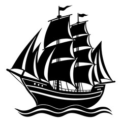 Ship on white background silhouette logo