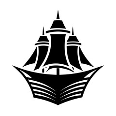 Ship on white background silhouette logo