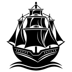 Ship on white background silhouette logo