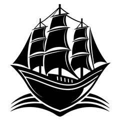 Ship on white background silhouette logo