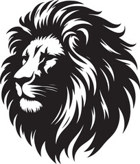 silhouette lion black and white with white background