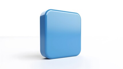 Blank Mobile application icon, button - Blue square with round corners. 3d rendering, white background