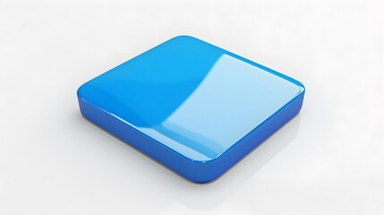 Blank Mobile application icon, button - Blue square with round corners. 3d rendering, white background