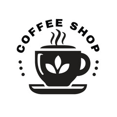 A coffee cup with a small saucer underneath, at the top of the cup represents hot smoke. The logo can be used for a retro vintage style restaurant