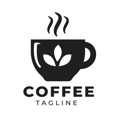 A coffee cup with a small saucer underneath, at the top of the cup represents hot smoke. The logo can be used for a retro vintage style restaurant