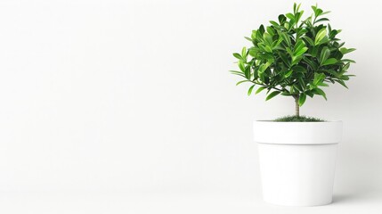 Green Plant in a White Pot Against a White Background