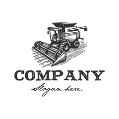 vintage truck wheat harvest hand drawn vector illustration