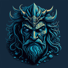 A dynamic Poseidon logo, depicting the Greek god wielding a trident, exudes oceanic power and authority, ideal for an avatar symbolizing strength and mastery over the seas.
