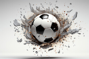 Fototapeta premium generated illustration of moving soccer ball around splash