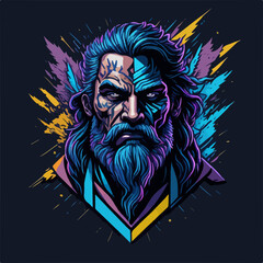 A powerful Zeus logo, featuring the Greek god with a thunderbolt in hand, radiates authority and divine energy, perfect for an avatar symbolizing strength and wisdom.