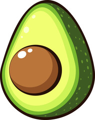 Avocado cut in half. The concept of healthy eating, keto diet. Avocado in cartoon style. Flat vector illustration for design.