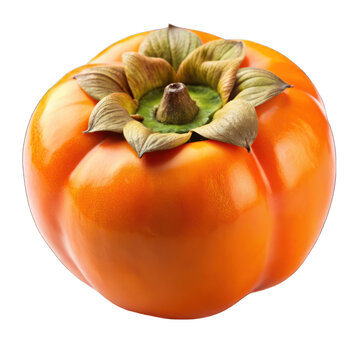 Ripe persimmon fruite isolated on transparent background