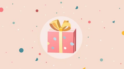 Fototapeta premium Gift packaging flat design side view birthday animation colored pastel--no blur, grunge, splash, dust