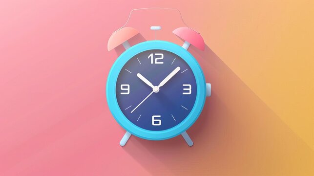 Clock with digital notifications, flat design, modern time tracking, efficient