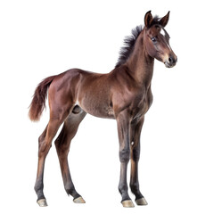 Obraz premium Month old dark brown andalusian horse isolated on transparent background