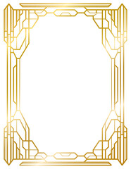 Art Deco luxury gold frame vintage frame line geometric wedding label card frame png transparent background   © Tanatphong