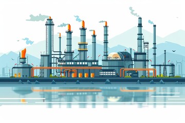 Obraz premium fossil fuels contributor flat design side view refinery water color Complementary Color Scheme