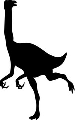 Fototapeta premium Detailed Gallimimus vector silhouette, Jurassic era dinosaurs symbol.