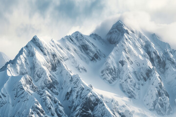 Naklejka premium Snow-Covered Mountain Landscape