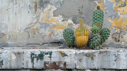 Cactus adjacent to cement barrier
