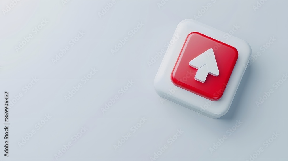 Poster upload icon, upload 3d button. upload symbol on white background - 3d rendering