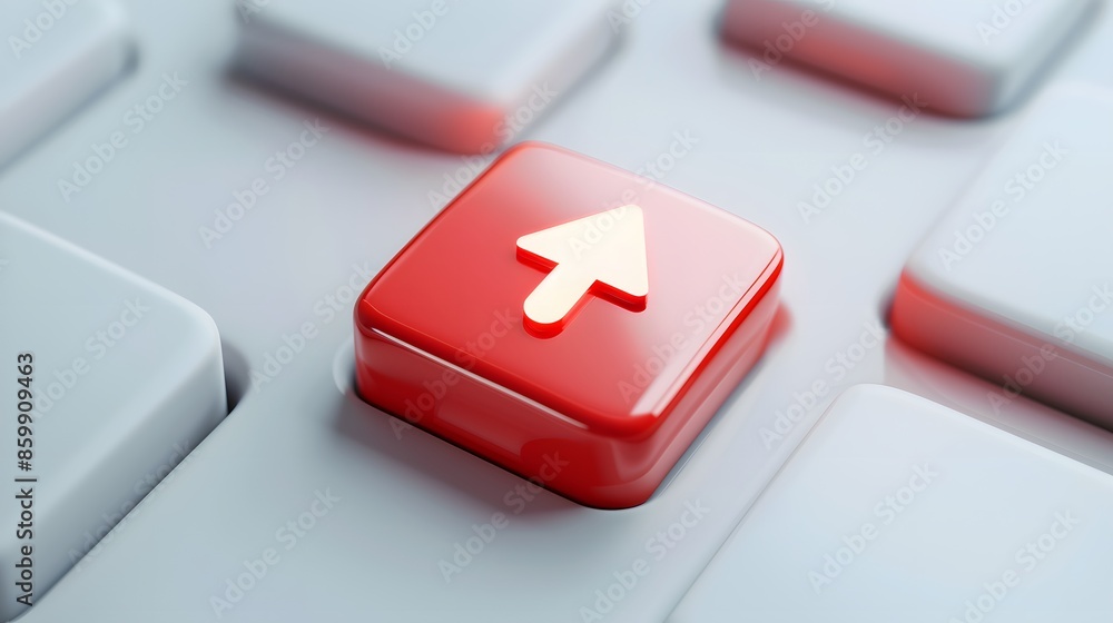 Poster upload icon, upload 3d button. upload symbol on white background - 3d rendering
