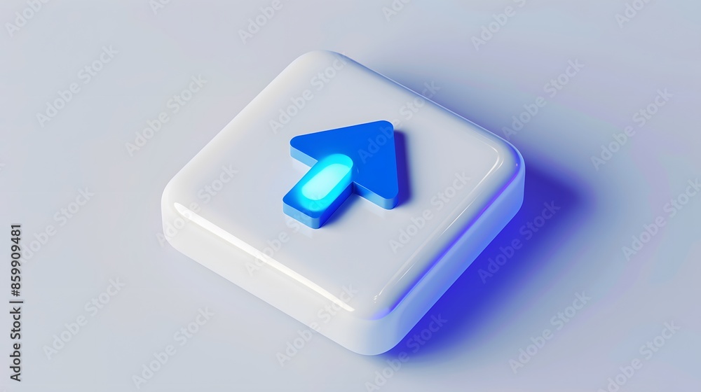 Aufkleber upload icon, upload 3d button. upload symbol on white background - 3d rendering