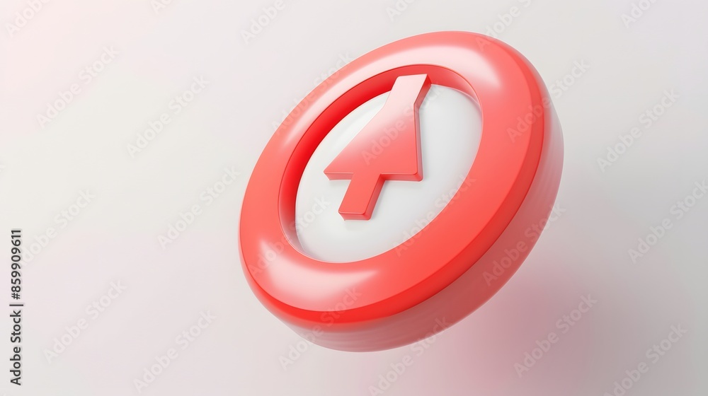 Poster upload icon, upload 3d button. upload symbol on white background - 3d rendering