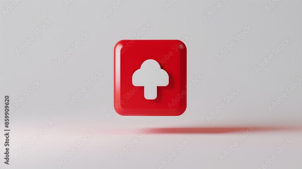 Poster upload icon, upload 3d button. upload symbol on white background - 3d rendering