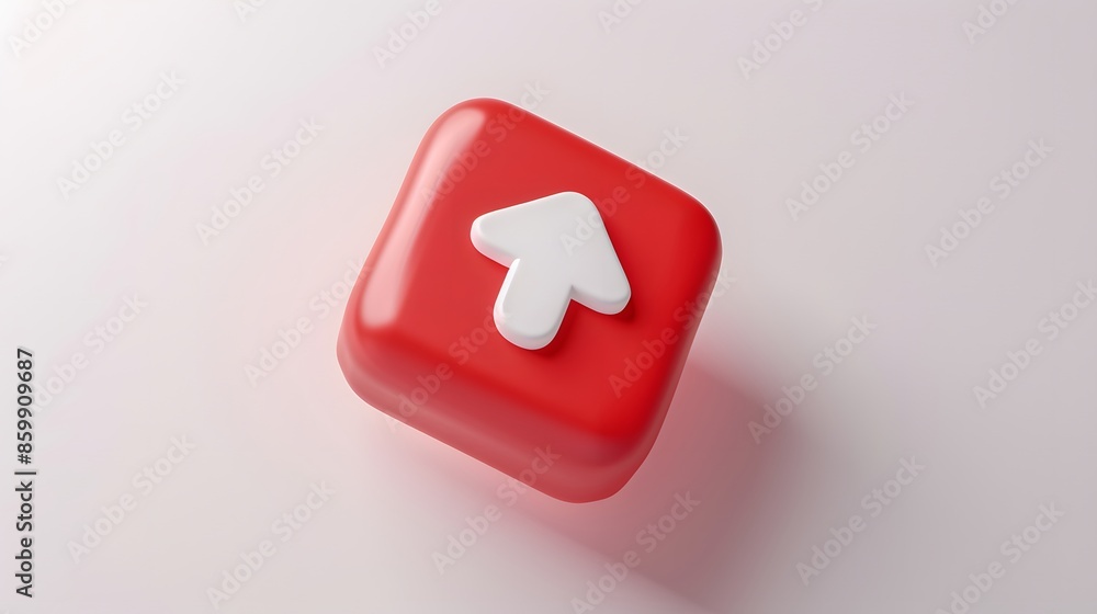 Poster upload icon, upload 3d button. upload symbol on white background - 3d rendering