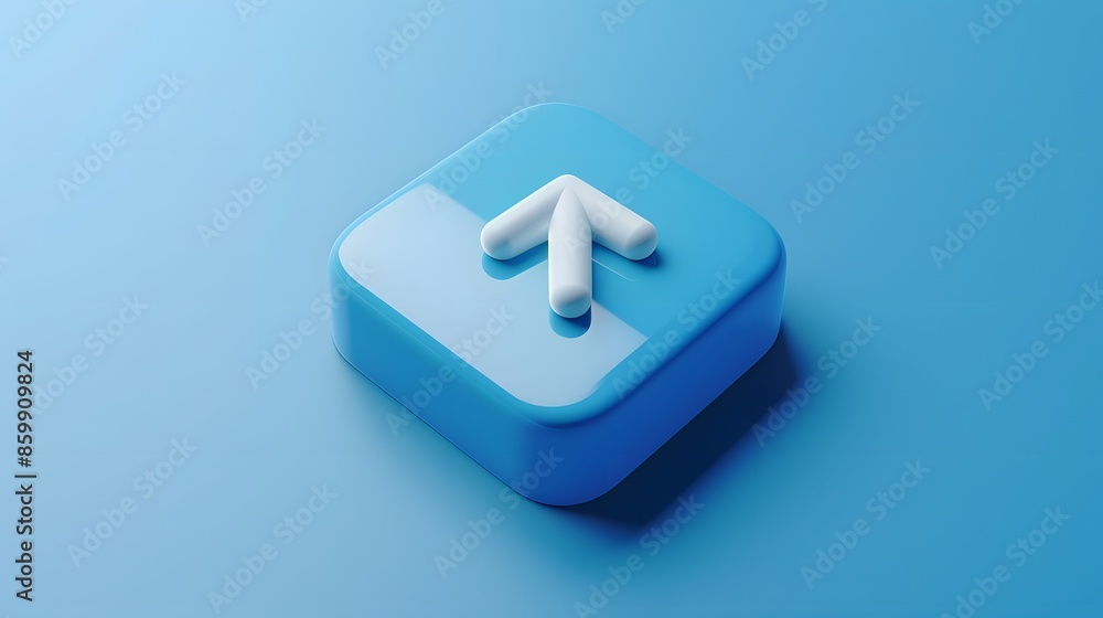 Poster upload icon, upload 3d button. upload symbol on white background - 3d rendering