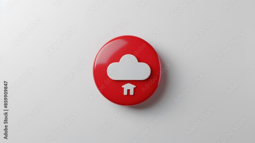 Poster upload icon, upload 3d button. upload symbol on white background - 3d rendering