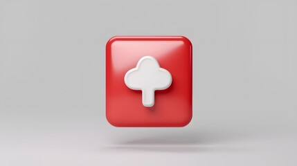 Fototapeta premium Upload icon, Upload 3d button. Upload symbol on white background - 3d rendering